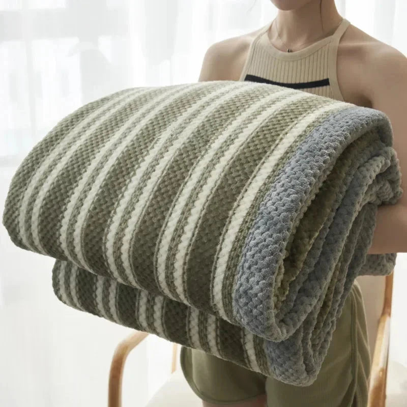 Plaid chenille rayures vertes