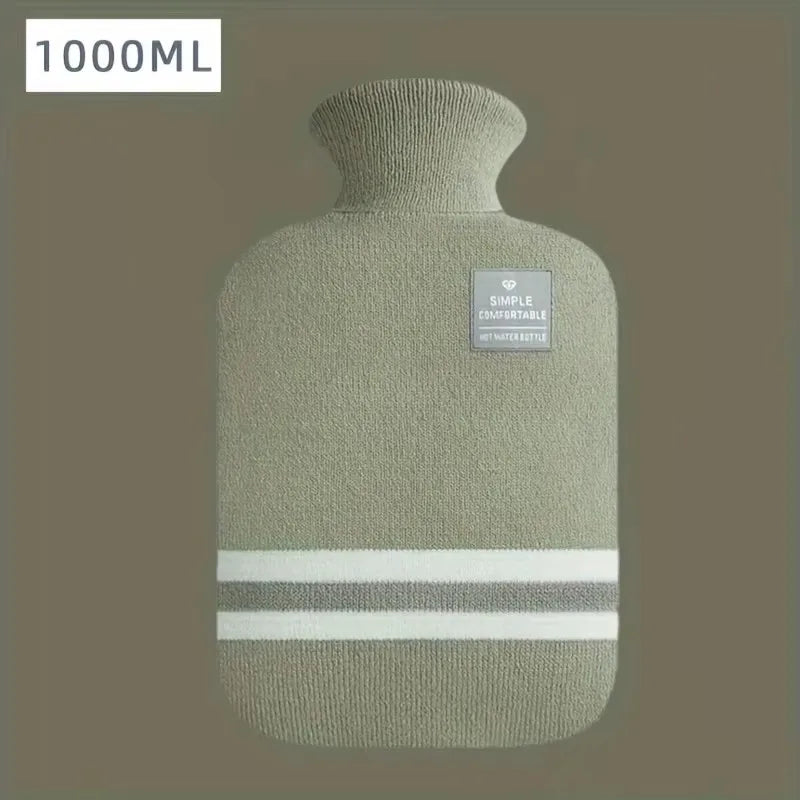 Bouillotte 1 L dans sa housse en tricot vert sauge