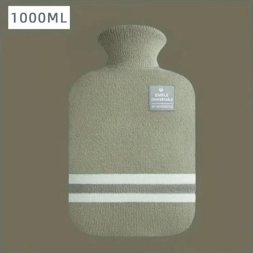 Bouillotte 1 L dans sa housse en tricot vert sauge