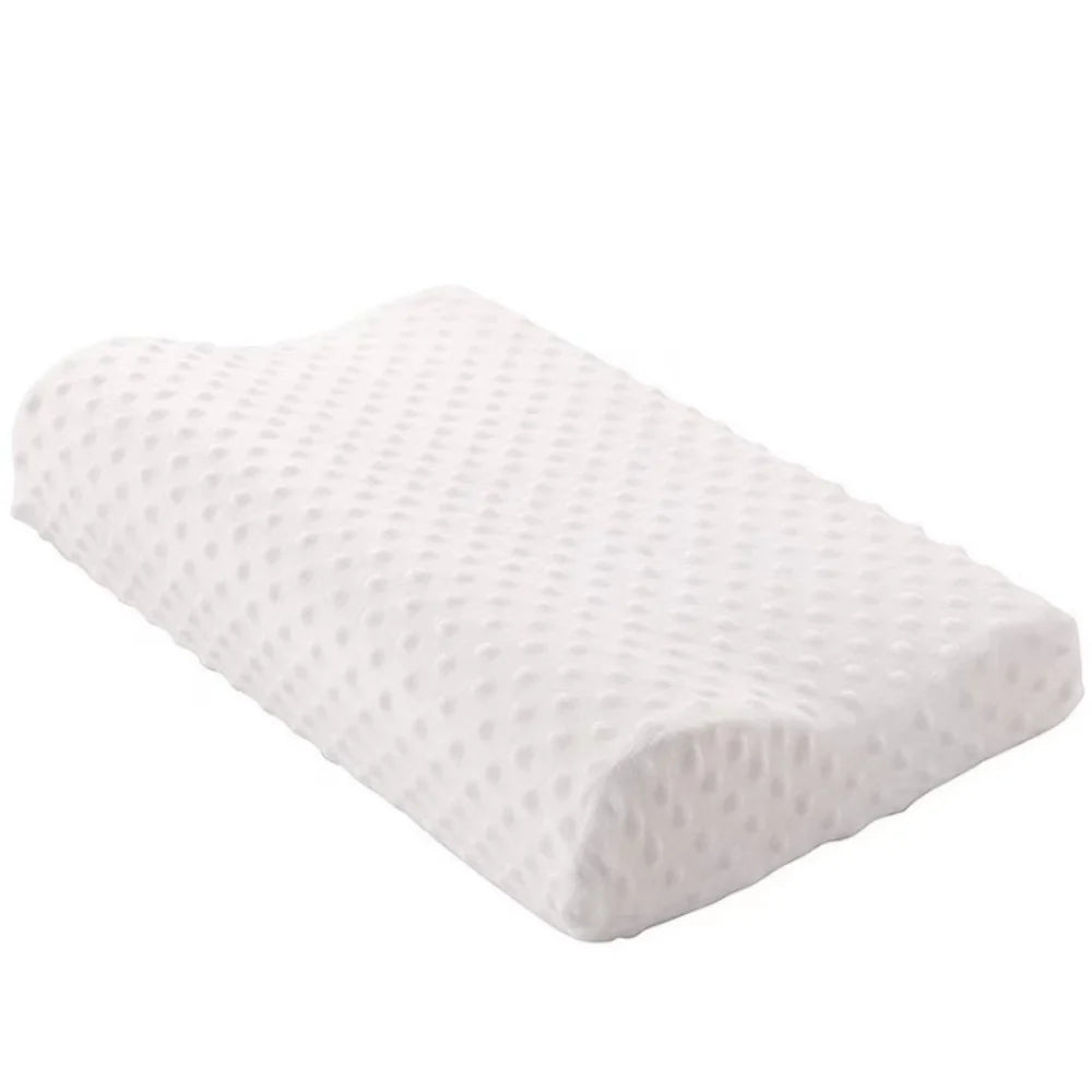 Oreiller ondulé à mémoire de forme blanc, housse à petits picots