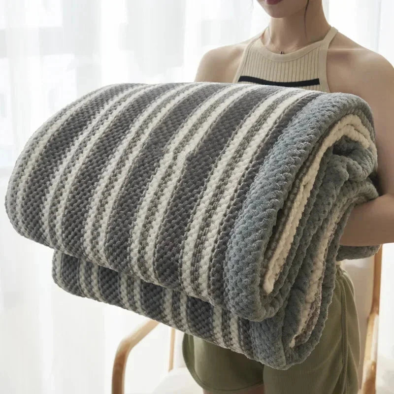 Plaid chenille rayures grises