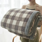 Plaid chenille carreaux café