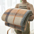 Plaid chenille grands carreaux orange